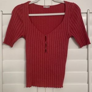 Free People Intimately Ribbed Short Sleeve Sweater Top Size Small